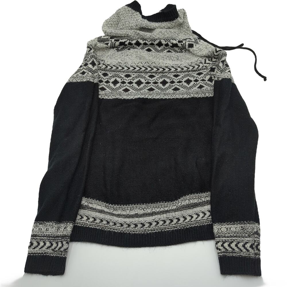 Maurices S Black Gray Hooded Fair Isle Pullover